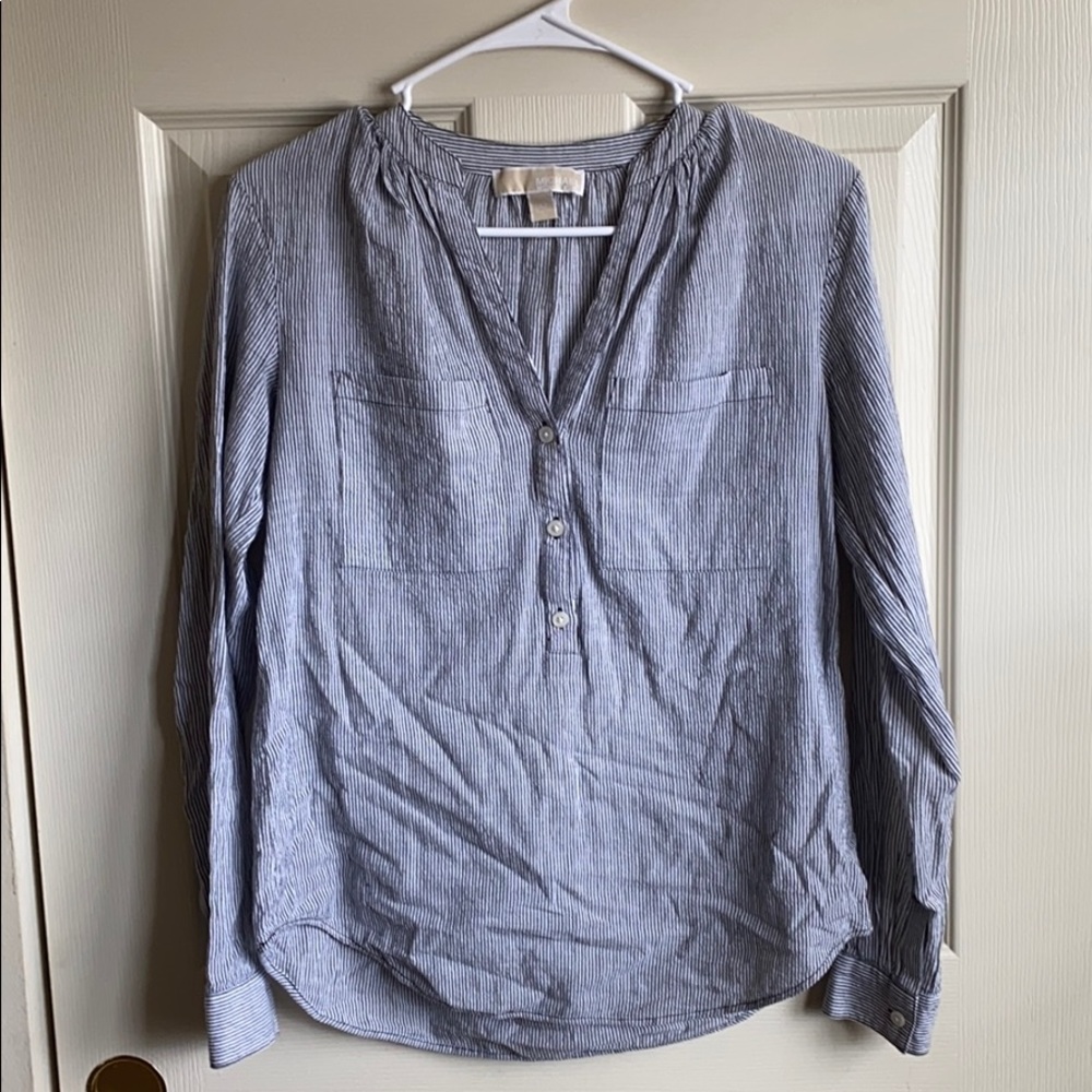Michael Kors striped collarless blouse